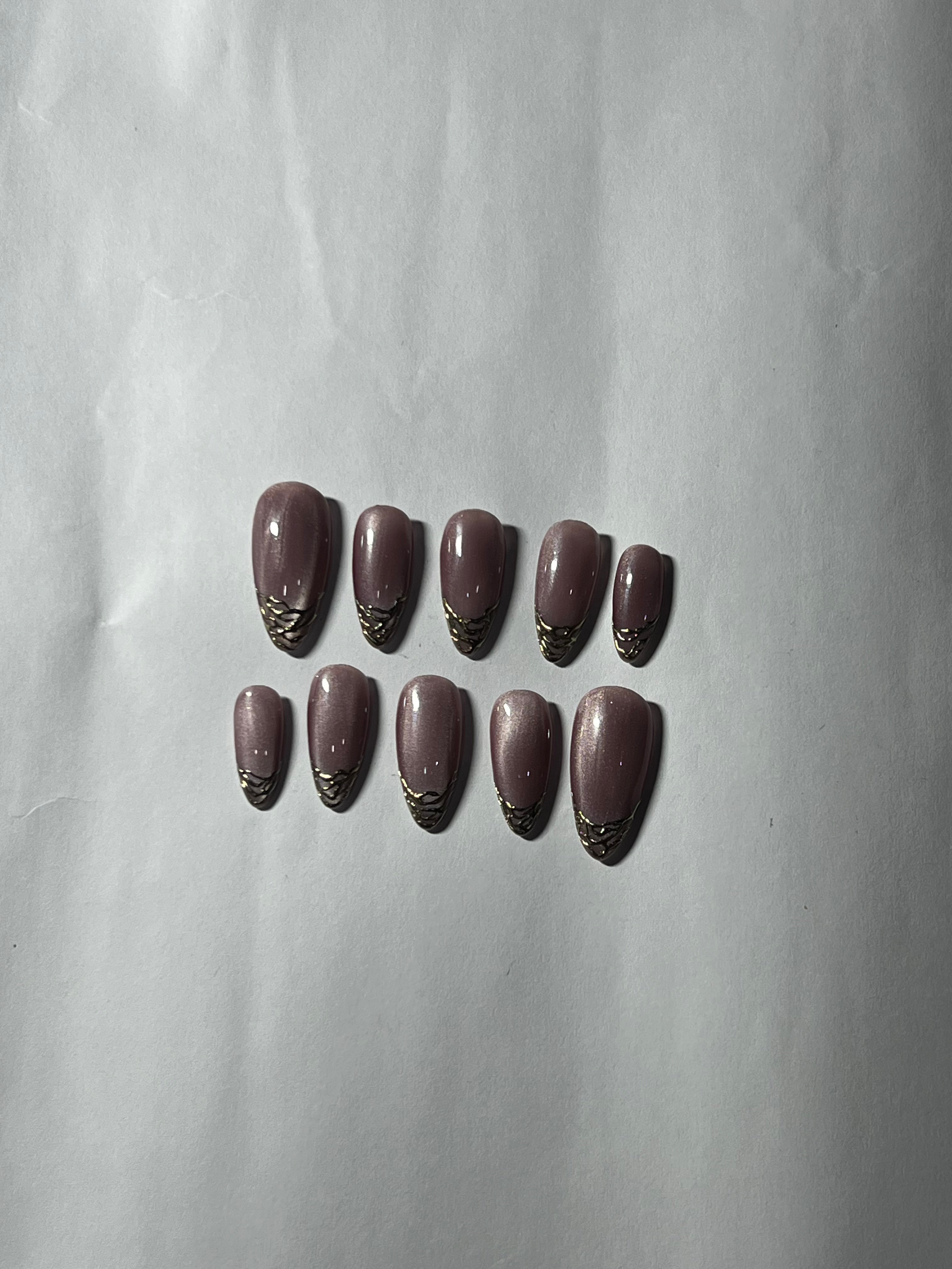 Mauve Gold Velvet Nails