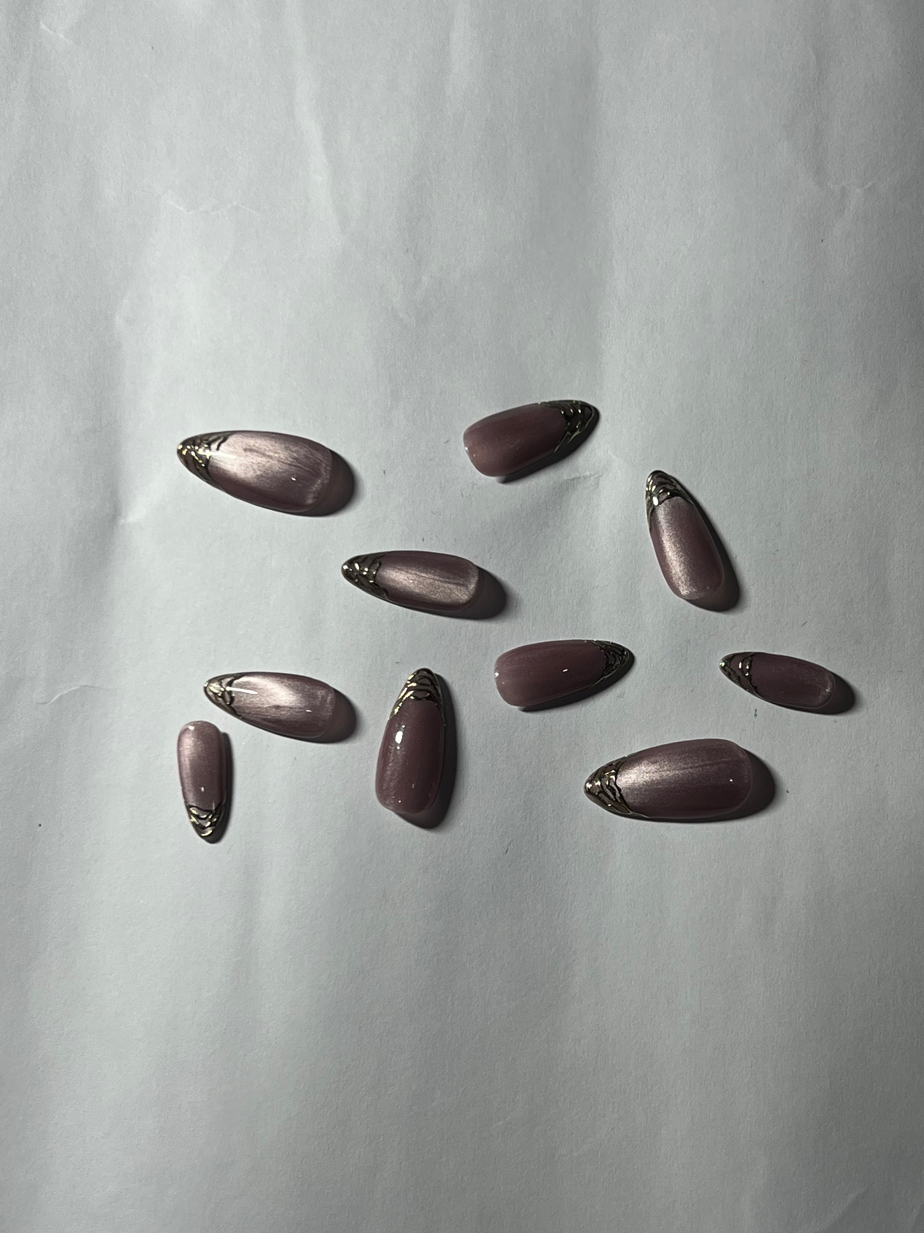 Mauve Gold Velvet Nails