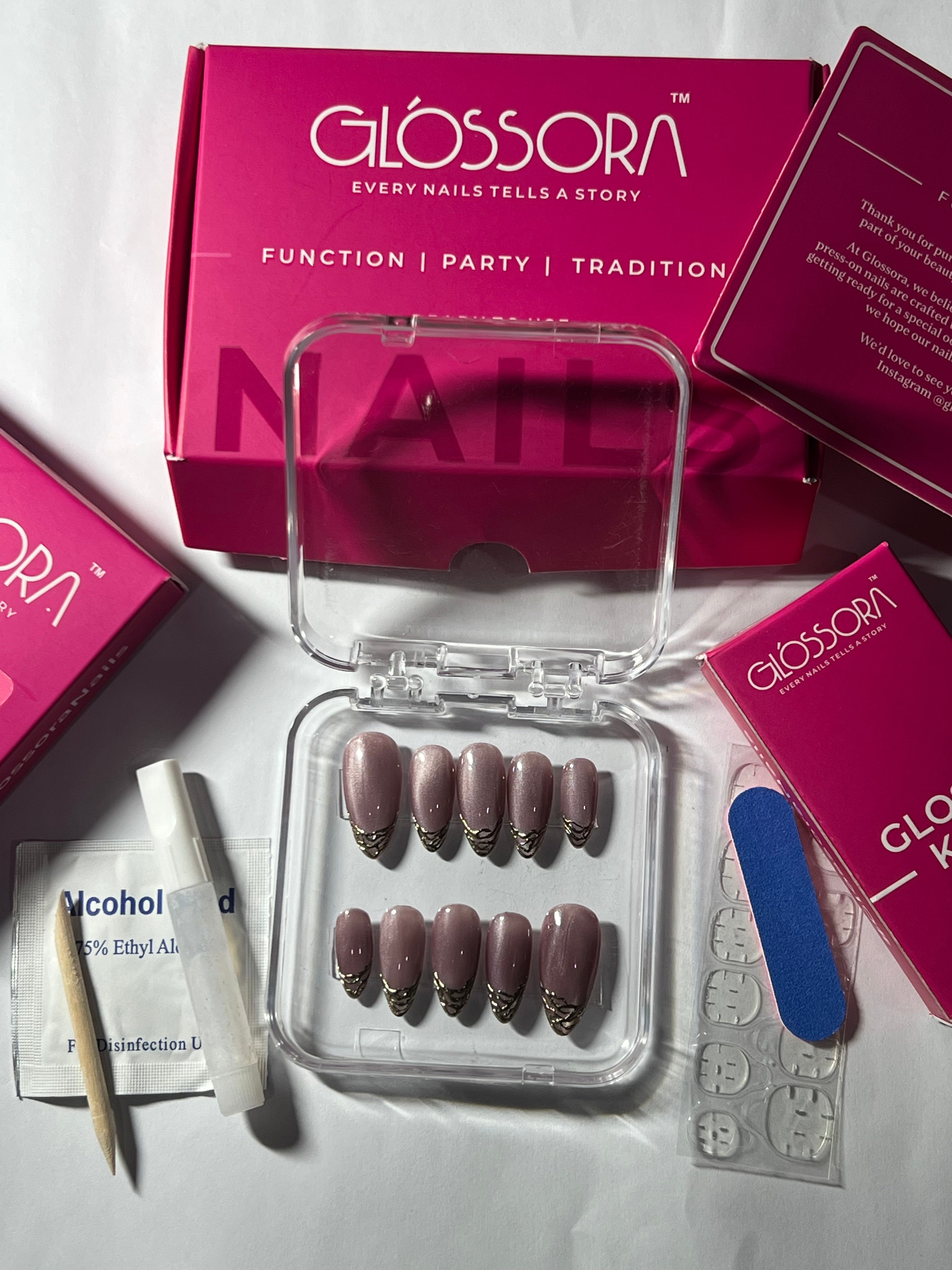 Mauve Gold Velvet Nails