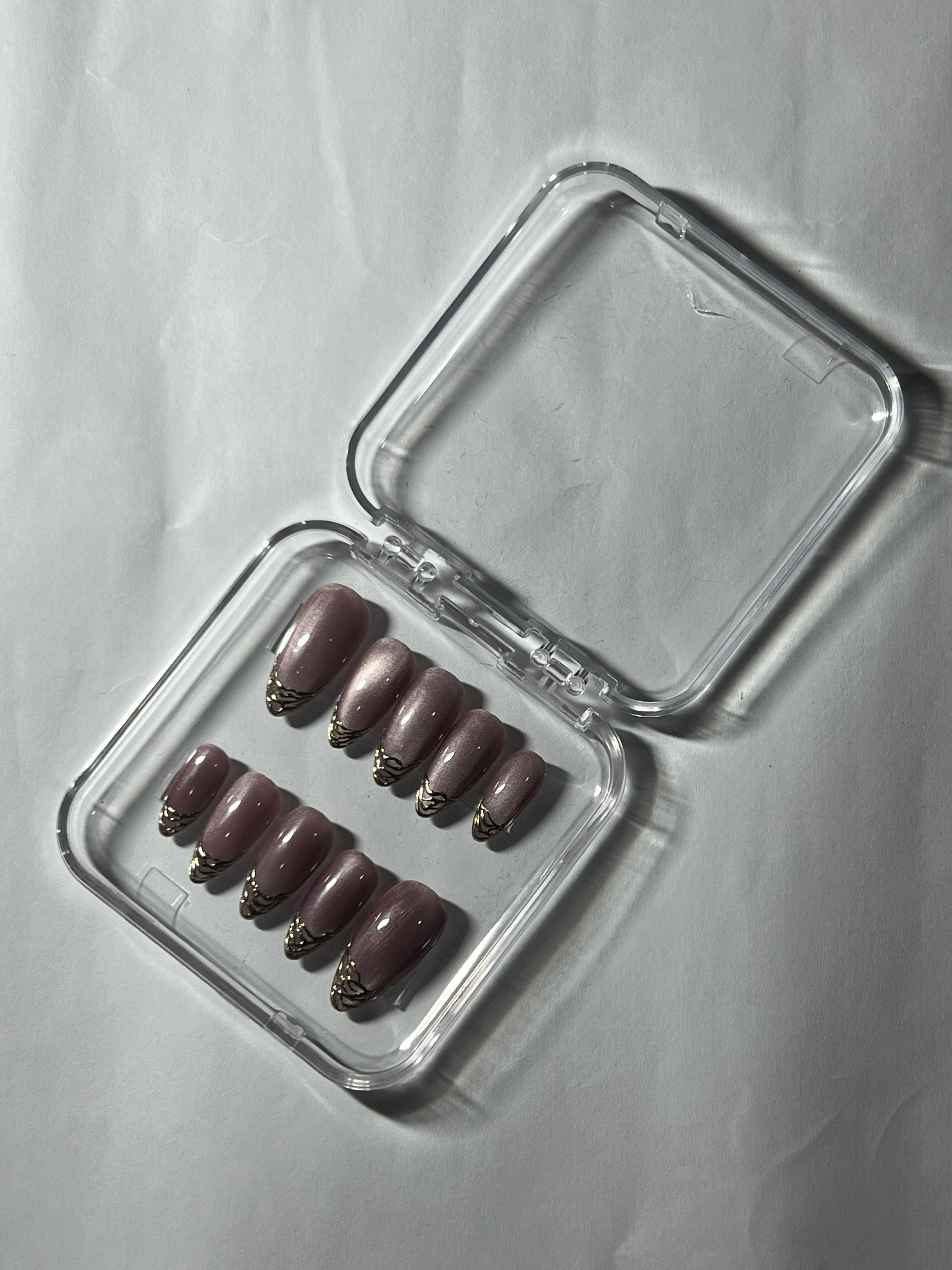 Mauve Gold Velvet Nails