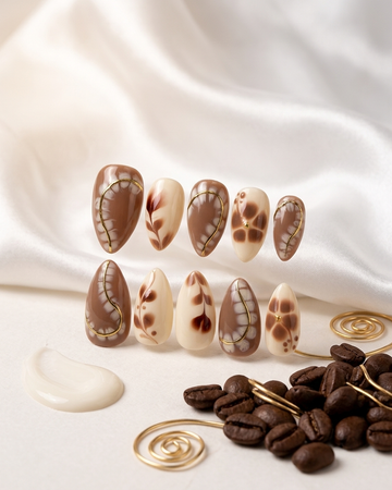 Metallic marble gold handmade reusable press on nails by Glossora