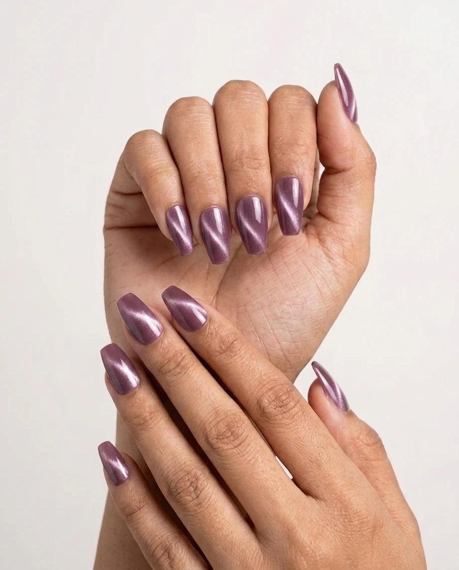 Amethyst purple handmade reusable press on nails by Glossora